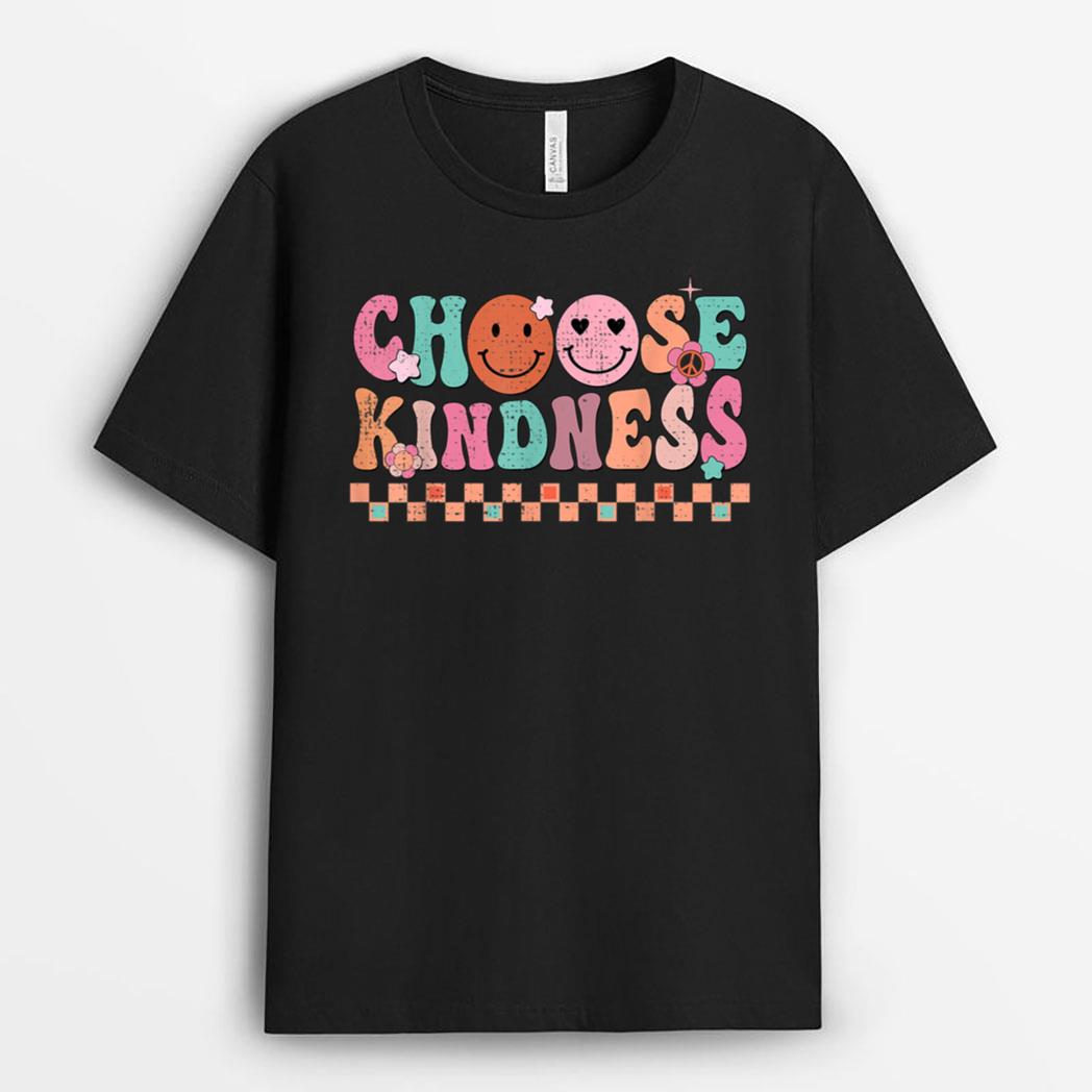 Groovy Choose Kindness Unity Day Smiling Be Kind Hippie T-Shirt