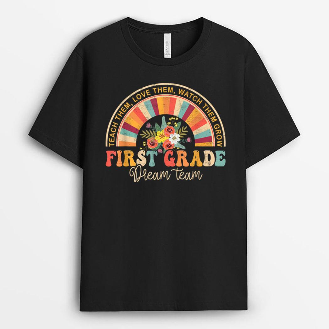 Groovy First Grade Vibes Retro Back To School Teachers Kids T-Shirt