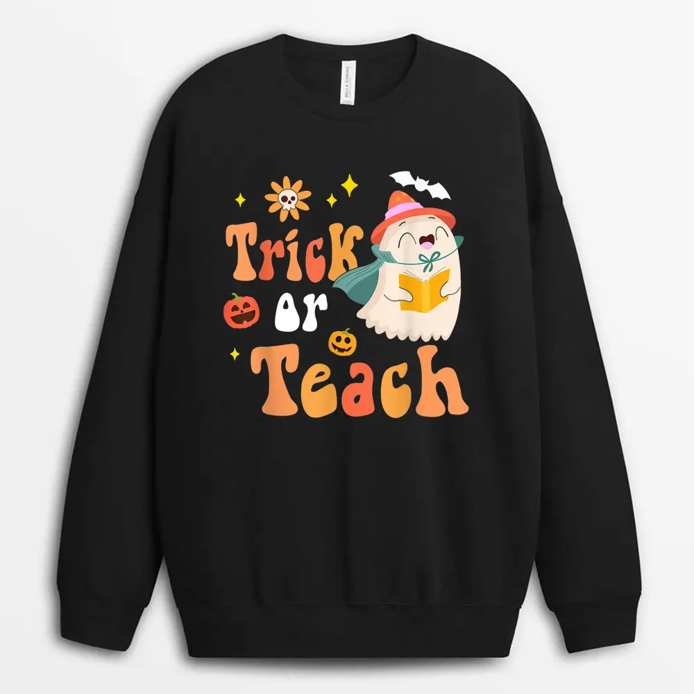Groovy Fifth Grade Vibes Face Retro Teachers Back To School Sweatshirt - Black