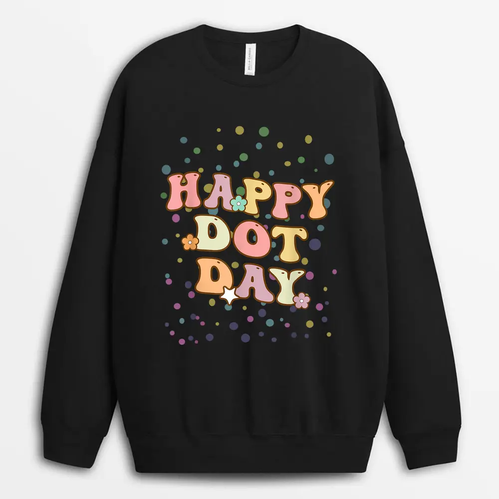 Groovy Halloween Trick Or Teach Retro Floral Ghost Teacher Sweatshirt - Black