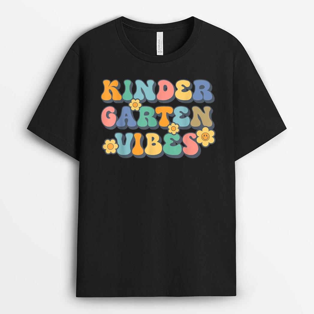 Groovy Hello Kindergarten Vibes Retro Teacher Back To School T-Shirt