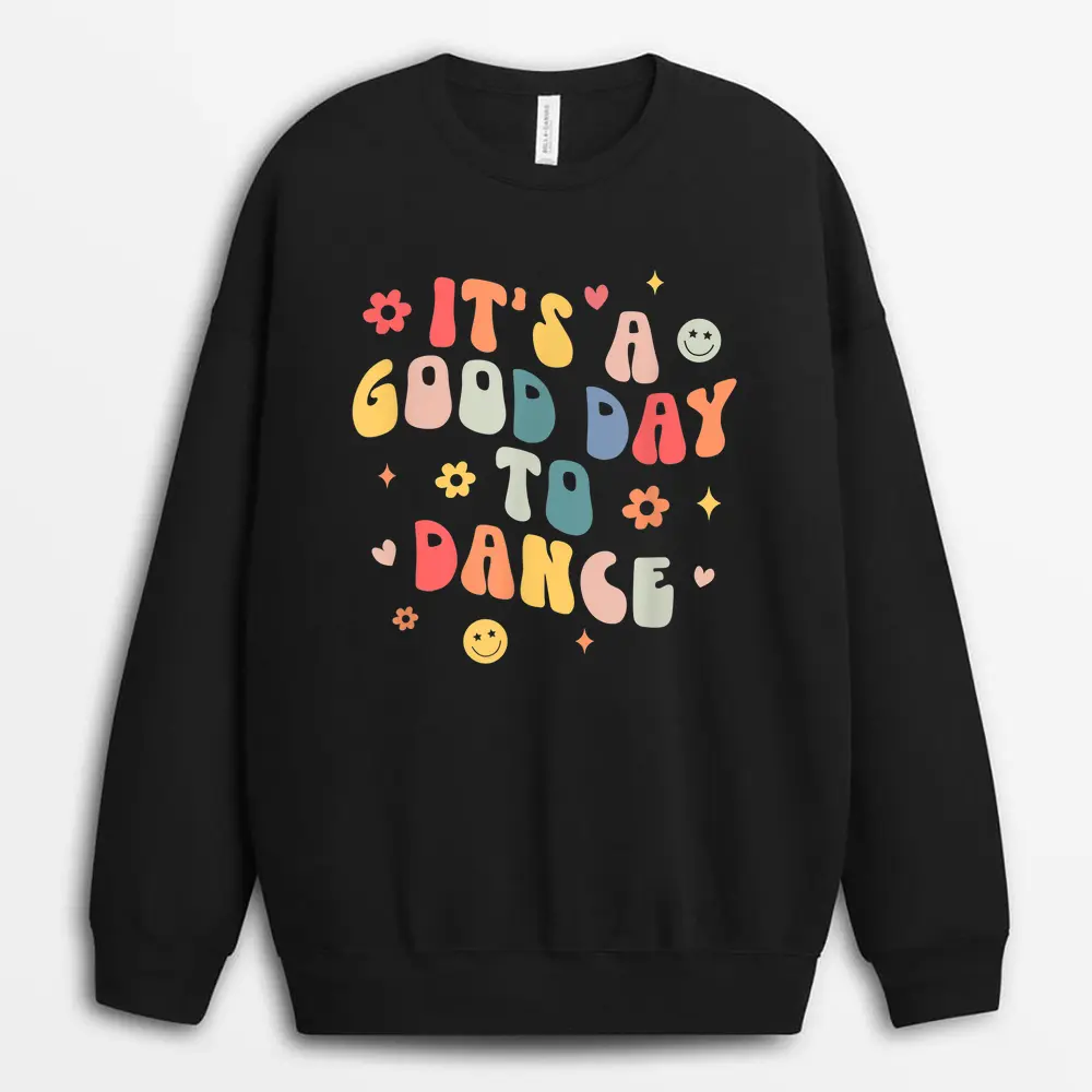 Groovy Halloween Trick Or Teach Retro Floral Ghost Teacher Sweatshirt - Black