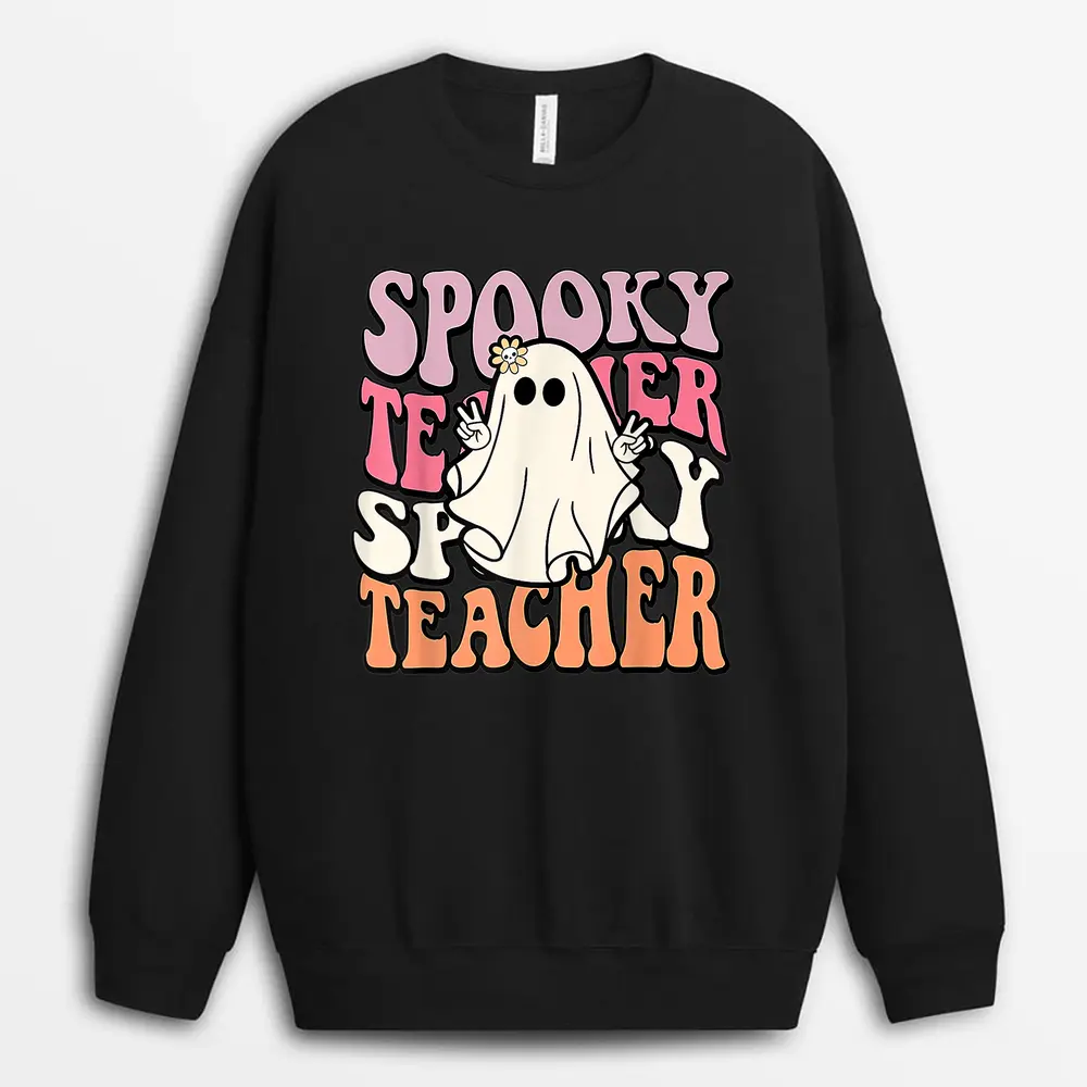 Groovy Kindergarten Vibes Retro Back To School Teachers Sweatshirt - Black