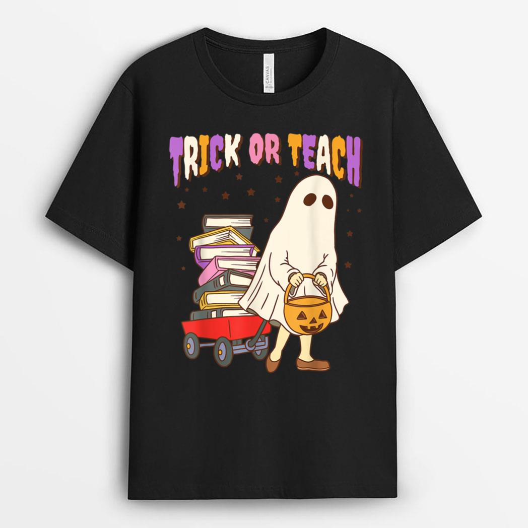 Groovy Teacher Trick or Teach Hippie Teacher Halloween T-Shirt