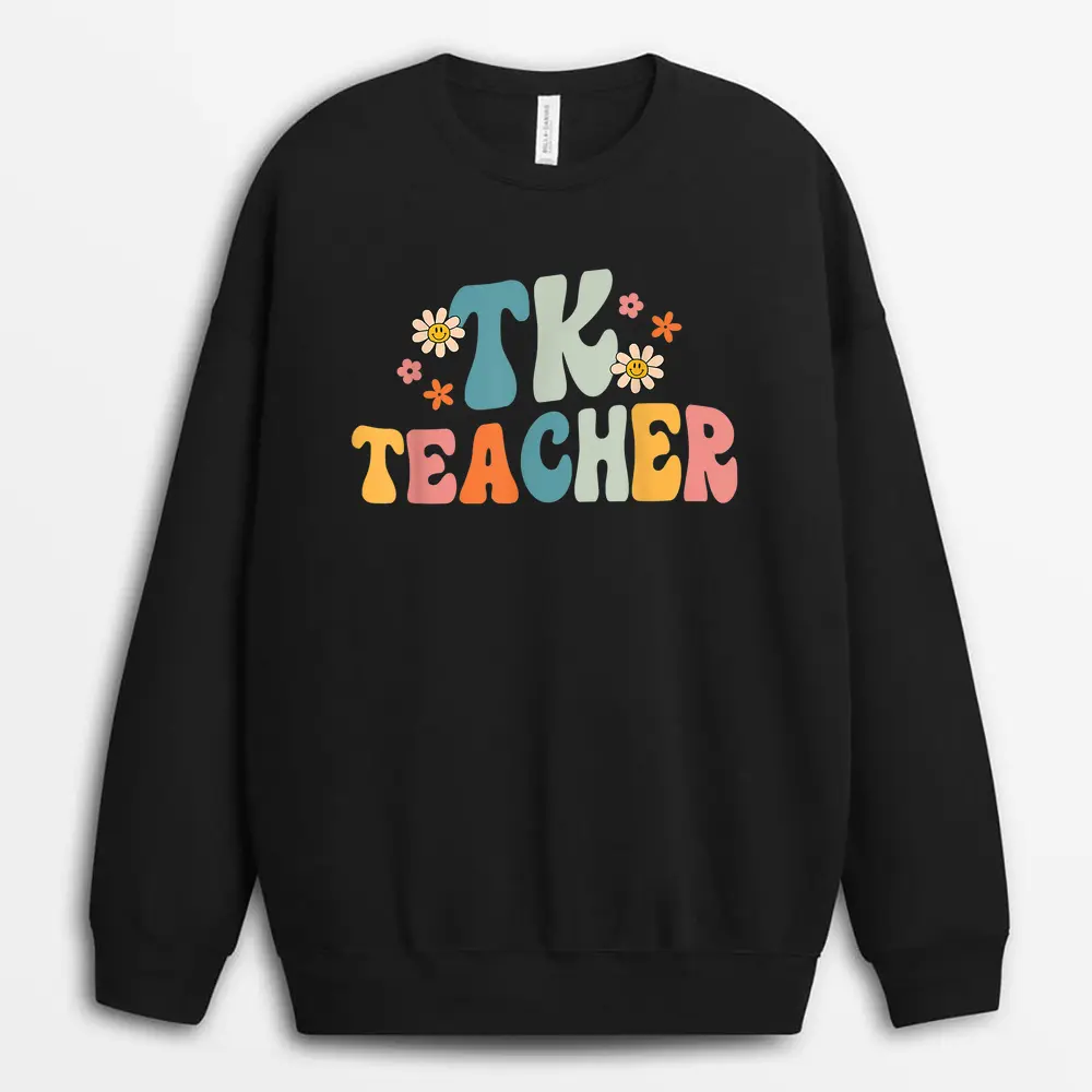 Groovy Trick Or Teach Funny Teacher Halloween Sweatshirt - Black