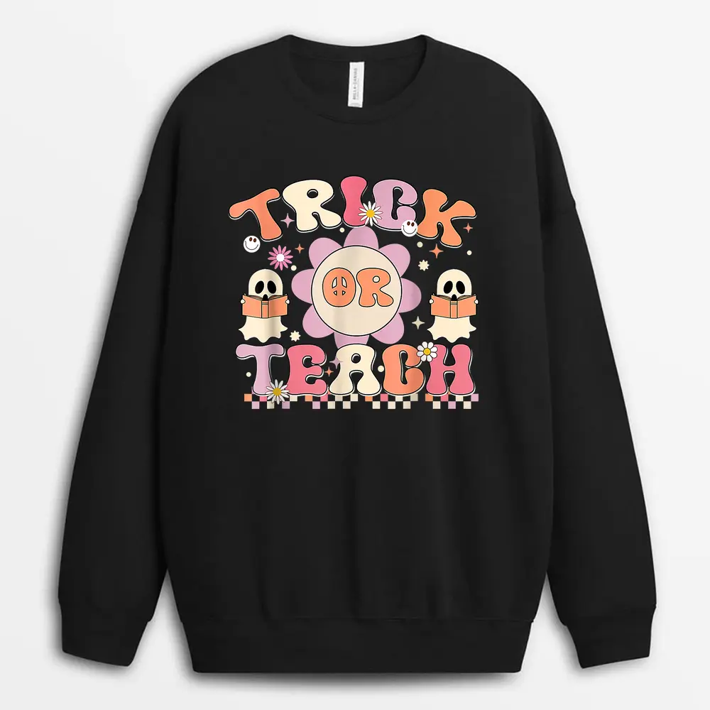 Groovy TK Teacher Transitional Kindergarten Back To School Sweatshirt - Black