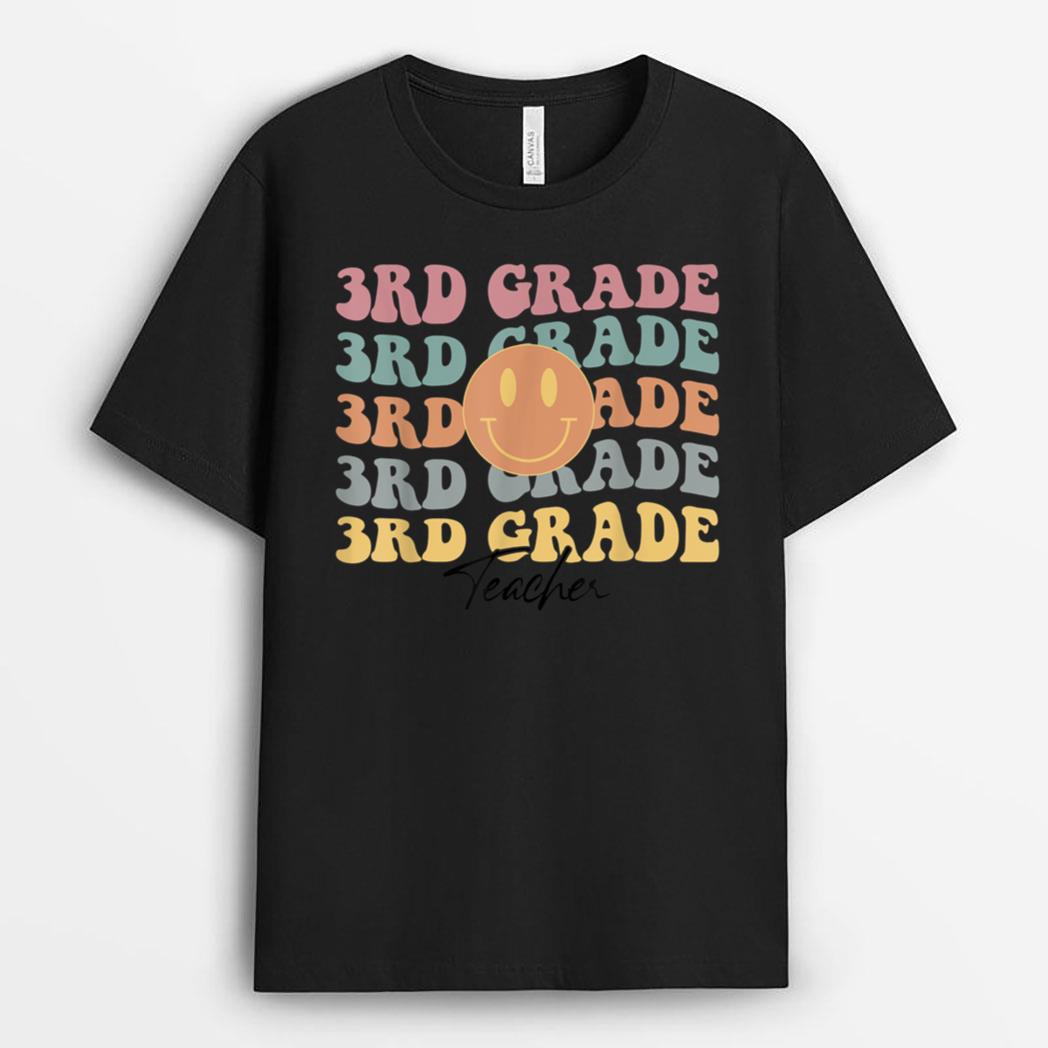 Groovy Vintage 3rd Third Grade Teacher Back To School Gifts T-Shirt