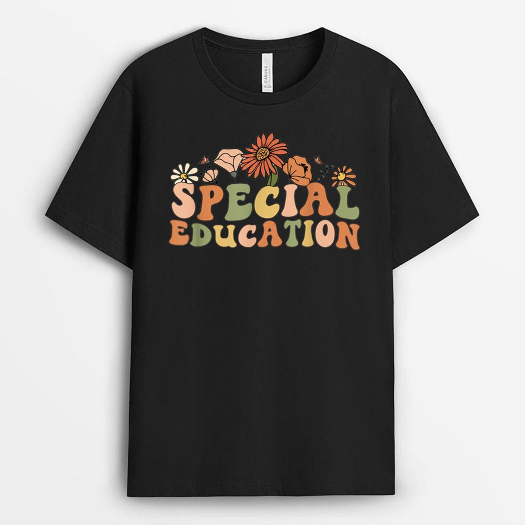 Groovy Wildflower Special Education Teacher Back To School T-Shirt