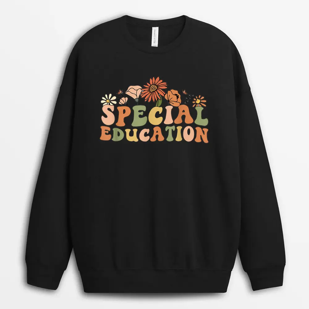 Groovy Trick Or Teach Funny Teacher Halloween Sweatshirt - Black