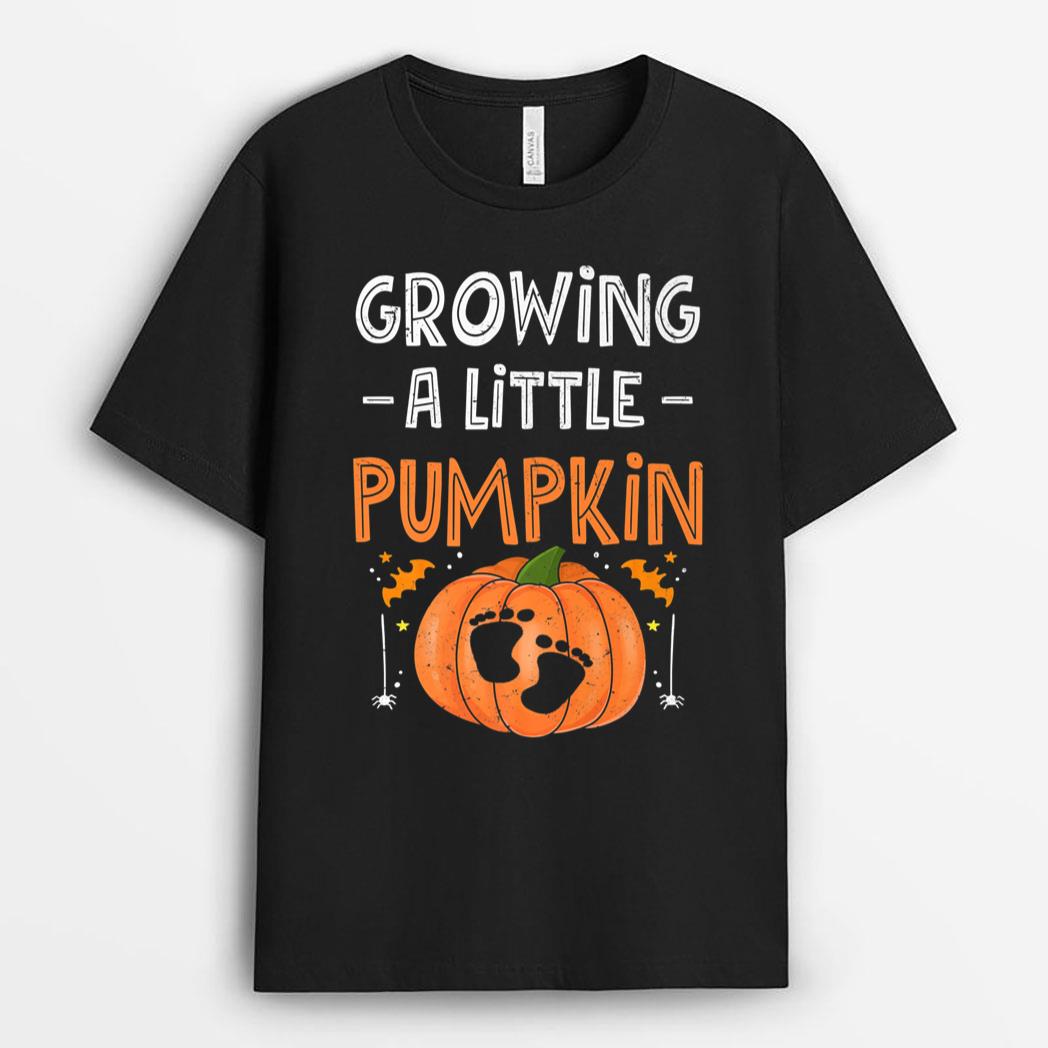 Growing Little Pumpkin Halloween Pregnancy Announcement Mom T-Shirt