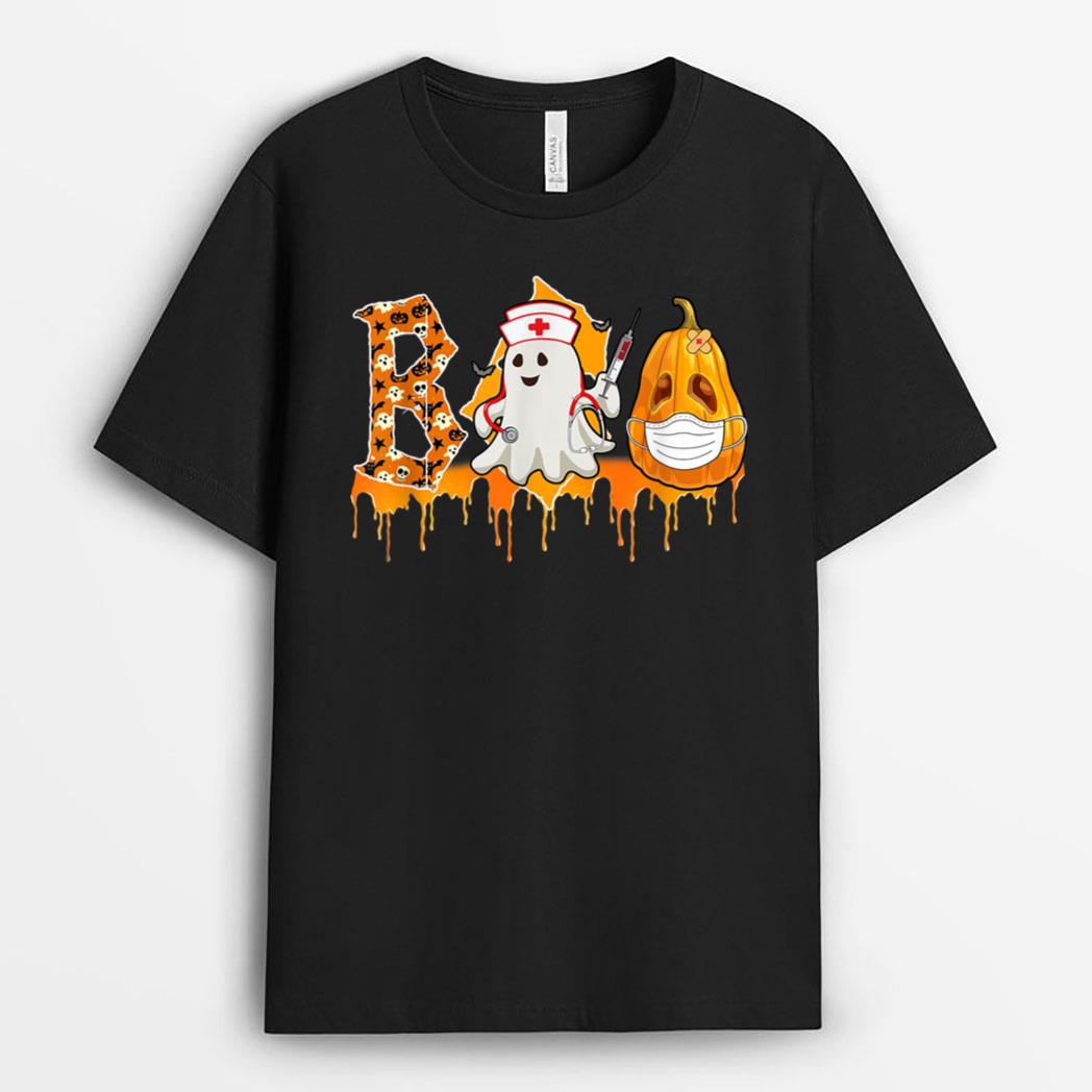 Halloween Boo Ghost Pumpkin Nurse Funny Gifts Party T-Shirt