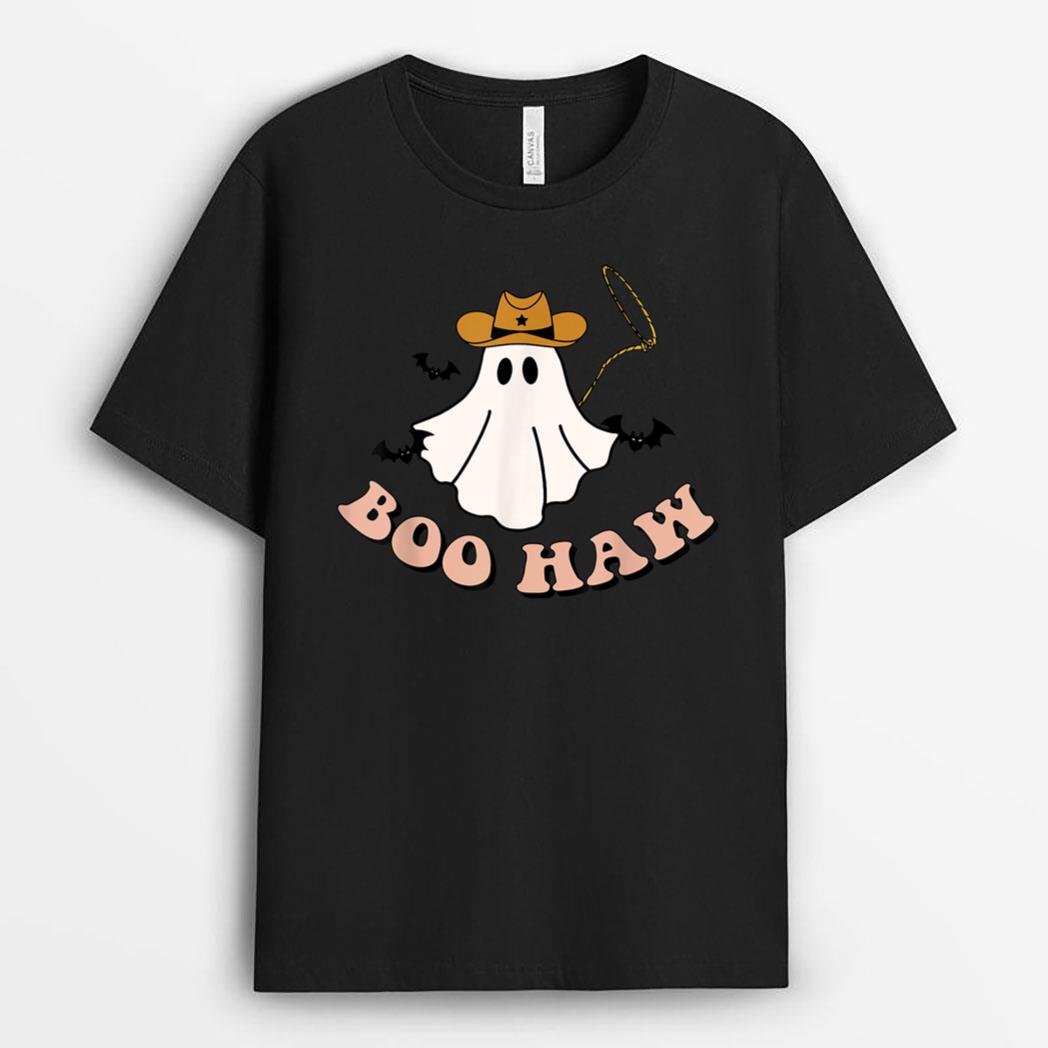 Halloween Boo Haw Vintage Retro Cowboy Boo Spooky T-Shirt