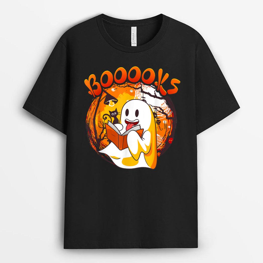 Halloween Booooks Cute Ghost Reading Library Books Halloween T-Shirt