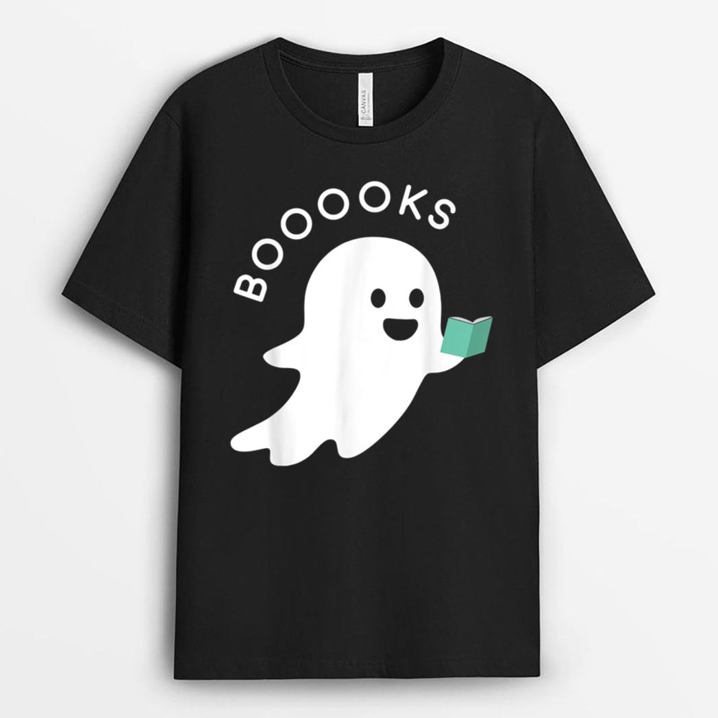 Halloween Booooks Ghost Reading Boo Read Books Library T-Shirt