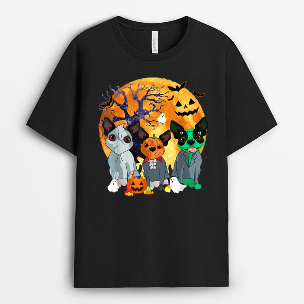 Halloween Boston Terrier Dog Zombie Jack O Lantern Pumpkin T-Shirt