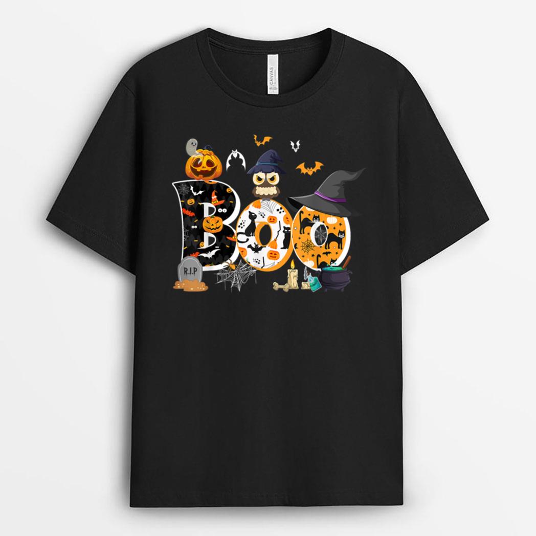 Halloween Costume Boo Owl Witch Hat Spider Pumpkin T-Shirt