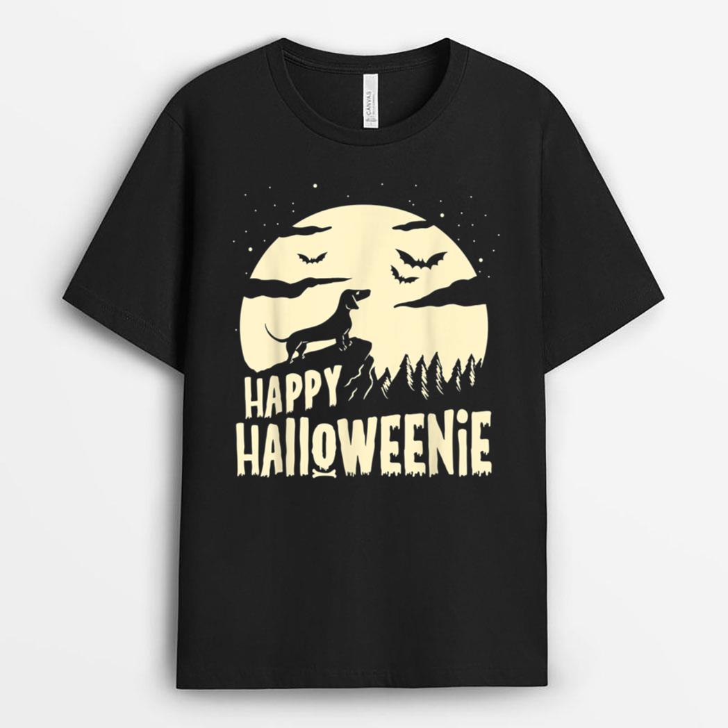 Halloween Dachshund Costume Dog Weiner Dog Moon Halloweenie T-Shirt