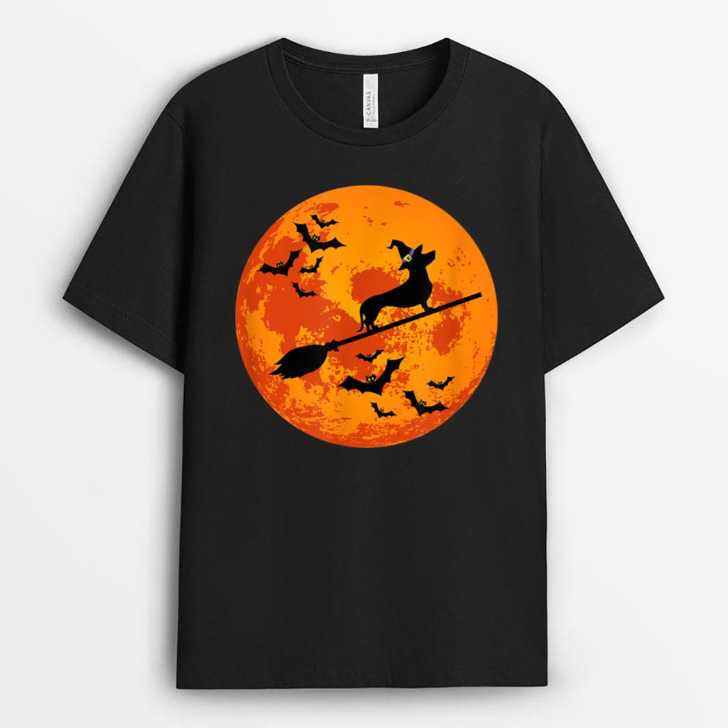 Halloween Dachshund Witch Broom Weenie Wiener Sausage Dog T-Shirt