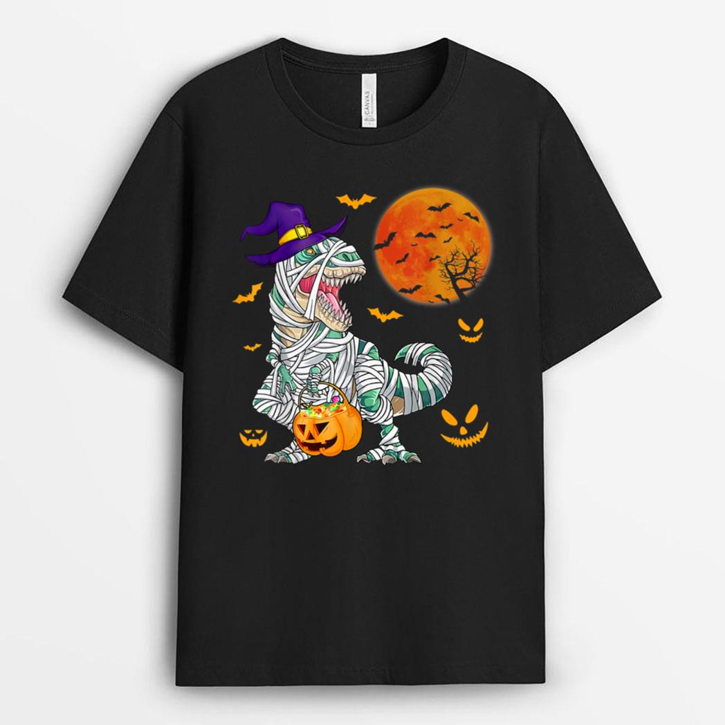 Halloween Dinosaur T rex Mummy Pumpkin Boys Men Kids T-Shirt