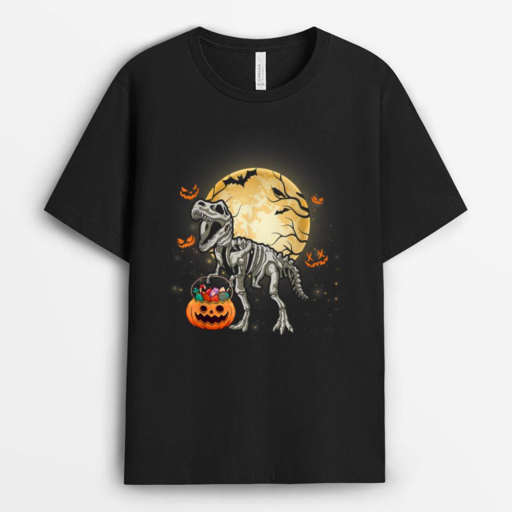 Halloween Dinosaur T Rex Skeleton Scary Boys Kids Teens T-Shirt