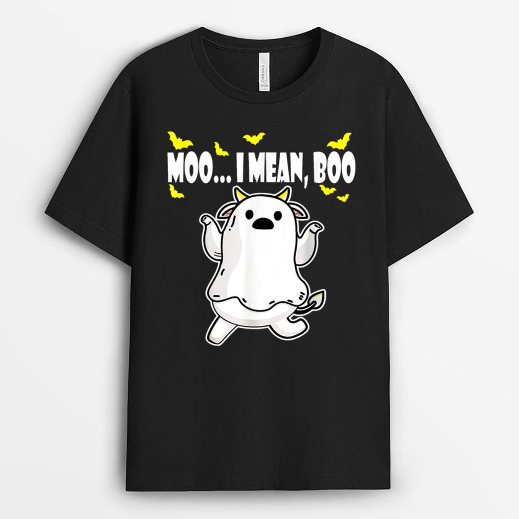 Halloween Ghost Cow, Moo I Mean Boo, Pumpkin Season Farmer T-Shirt
