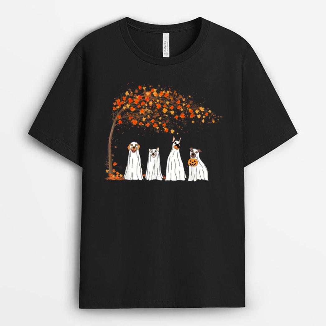 Halloween Ghost Dog Retro Spooky Season Thanksgiving T-Shirt