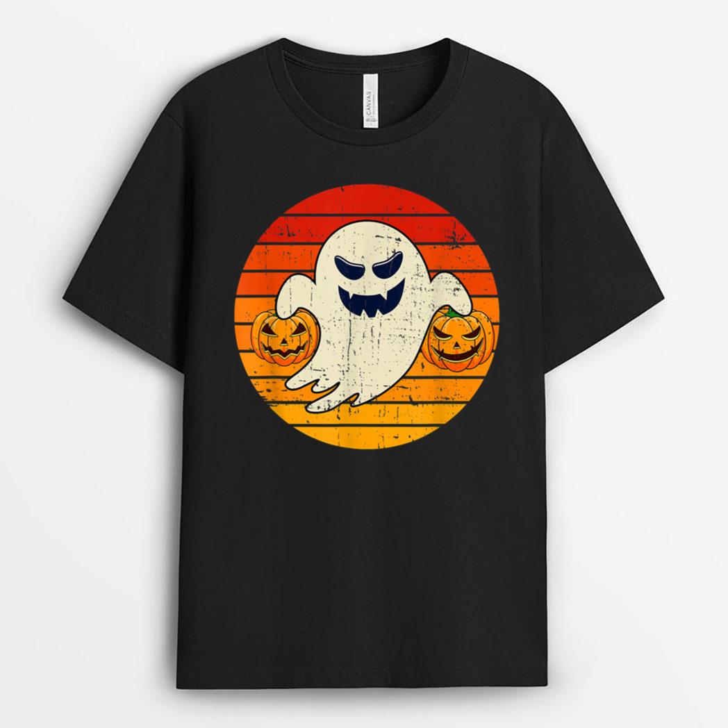 Halloween Ghost Pumpkin Vintage Funny Halloween Costume T-Shirt