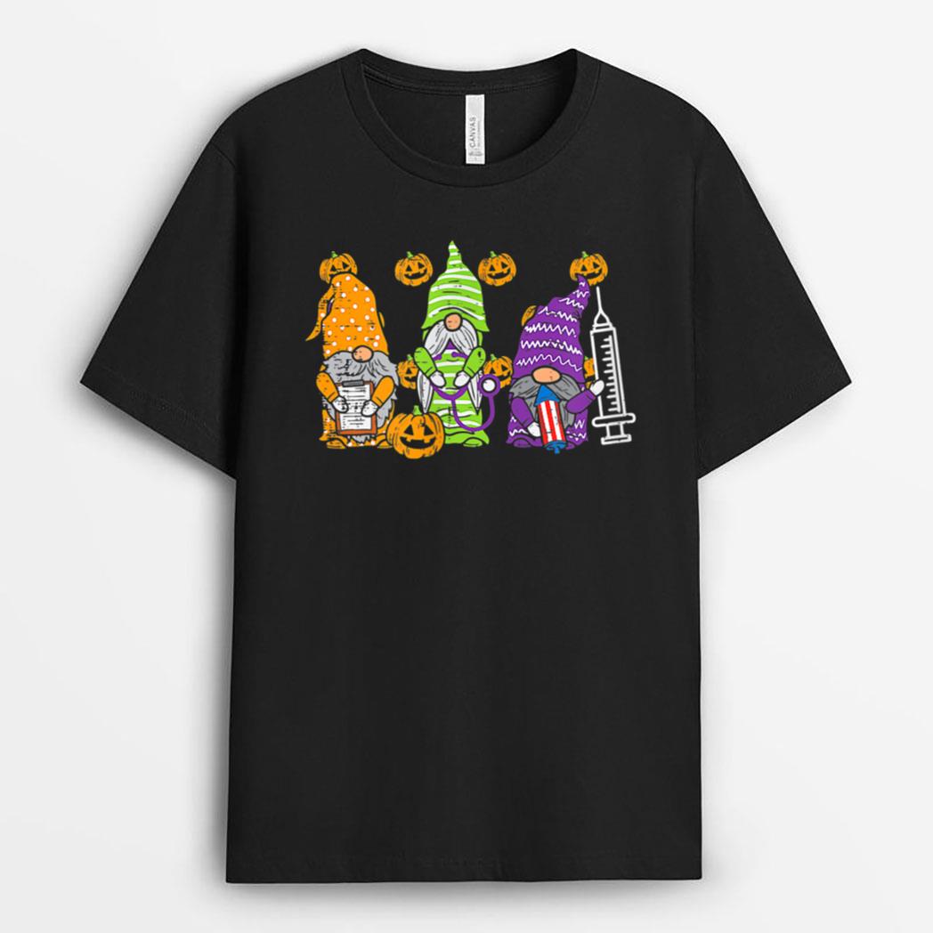 Halloween Gnome Nurses Funny Costume Nursing T-Shirt
