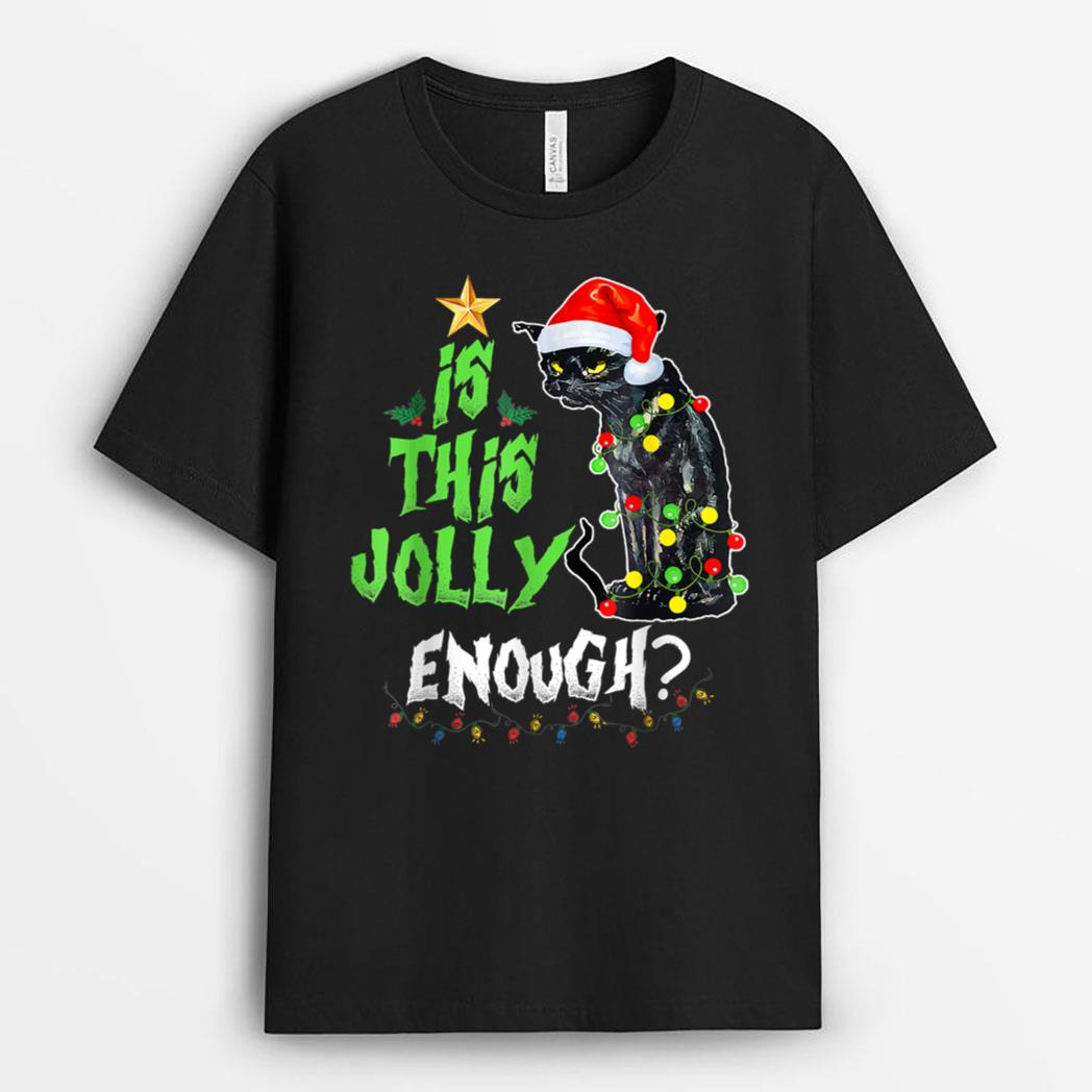 Halloween Is This Jolly Enough Noel Cat Merry Christmas T-Shirt