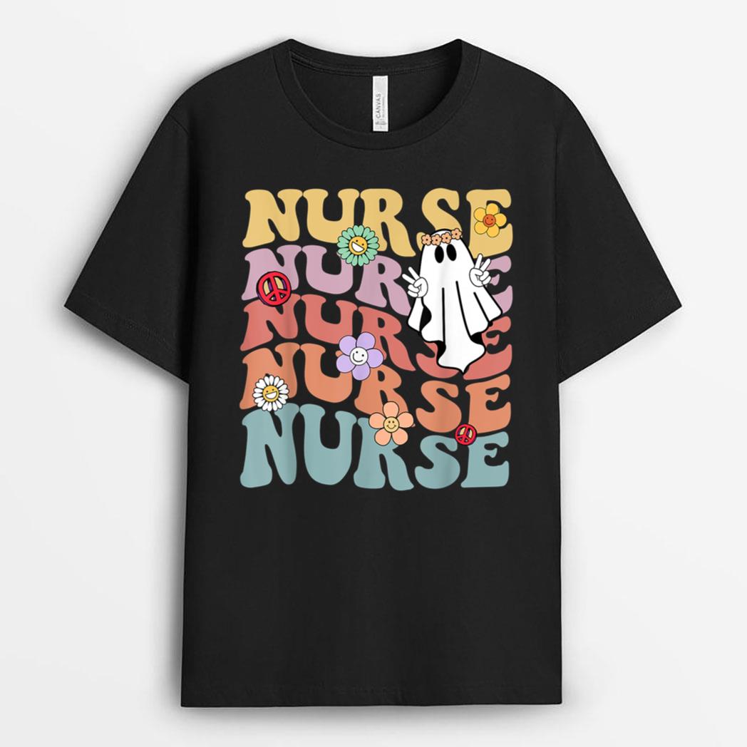 Halloween Nurse Nursing Cute Health Worker Halloween Groovy T-Shirt
