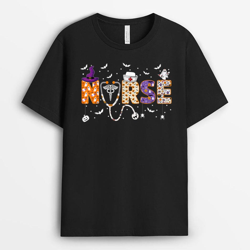 Halloween Nurse Nursing Cute Health Worker Halloween Pattern Ver 2 T-Shirt