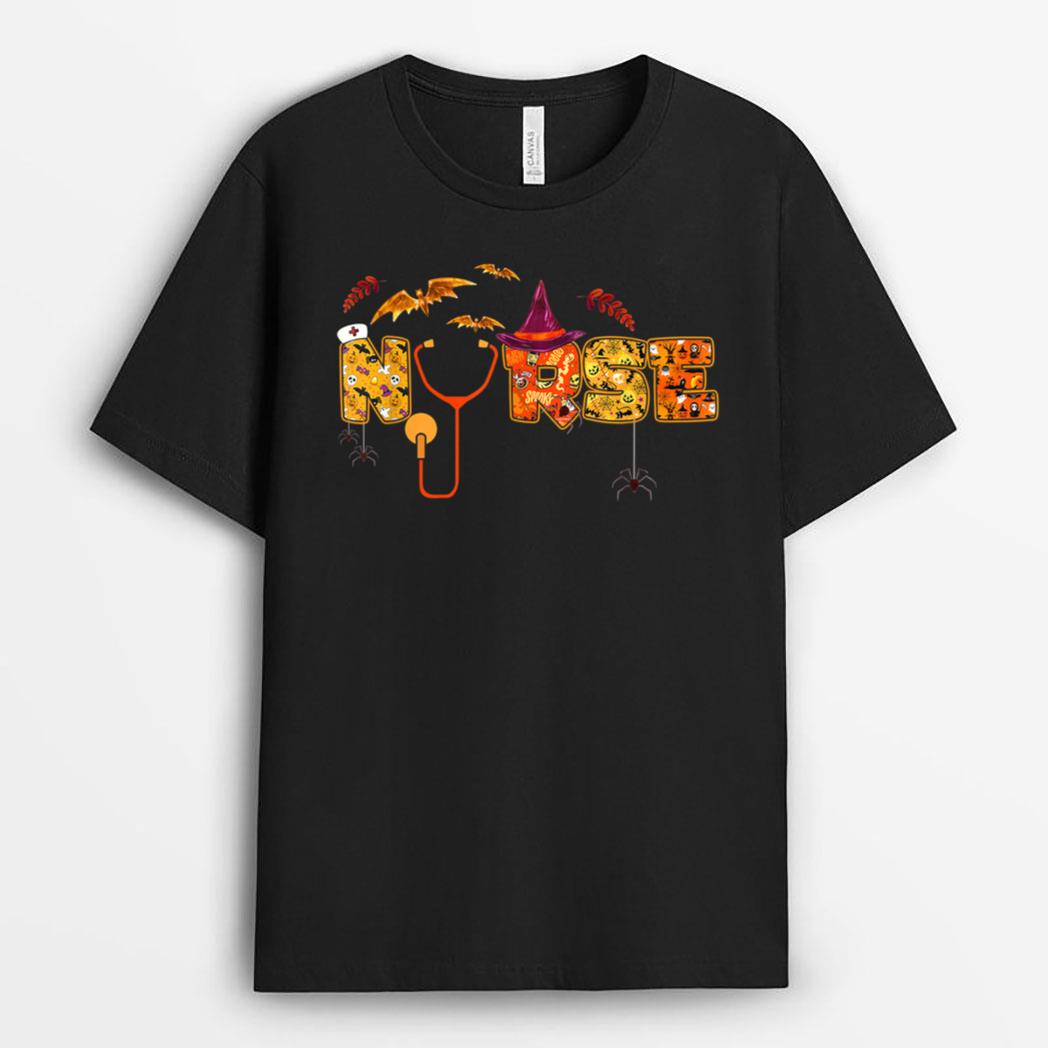 Halloween Nurse Shirt Halloween Scrub Tops Nursing Ver 1 T-Shirt