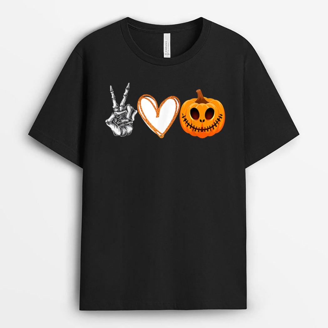 Halloween Peace, Love, and Pumpkins Fall T-Shirt
