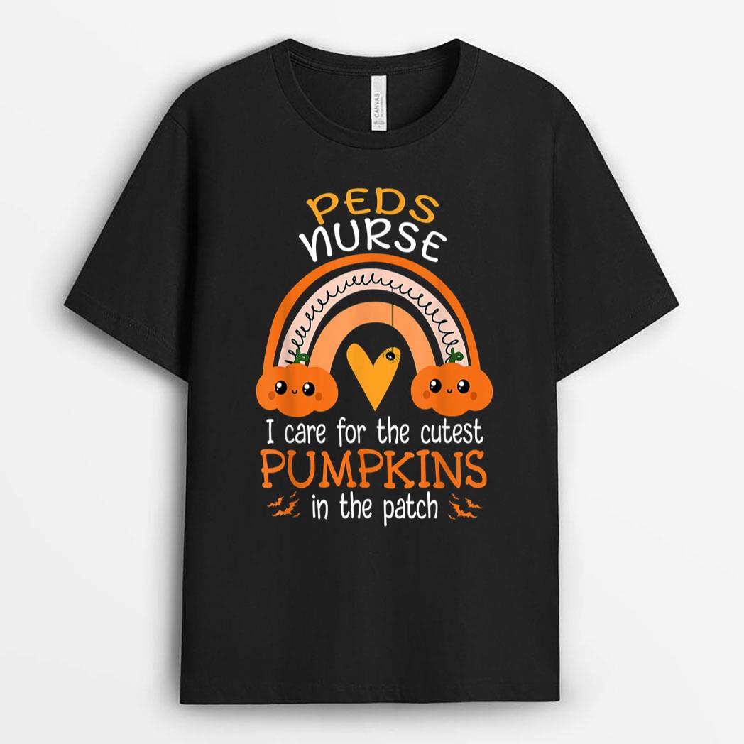 Halloween Pediatric Nurse PEDS RN Pediatrician Rainbow Fall T-Shirt