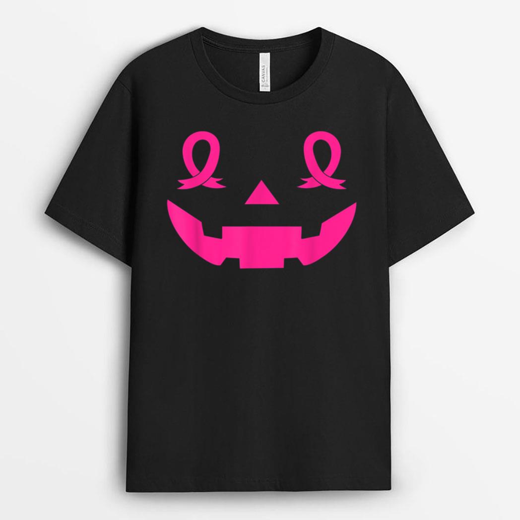 Halloween Pink Awareness Ribbon Breast Cancer Jack-o-lantern T-Shirt