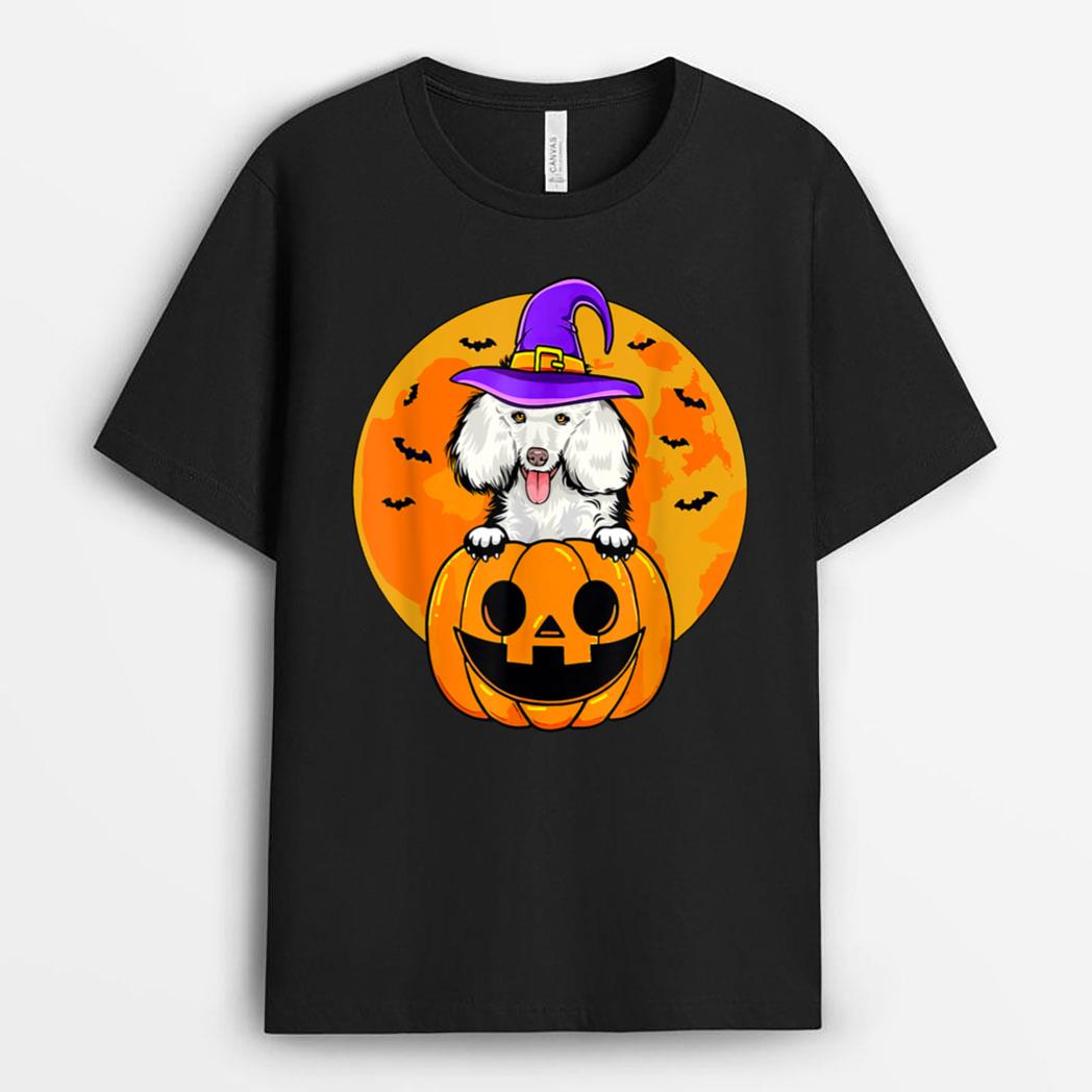 Halloween Poodle Dog Witch Hat Jackolantern Pumpkin T-Shirt