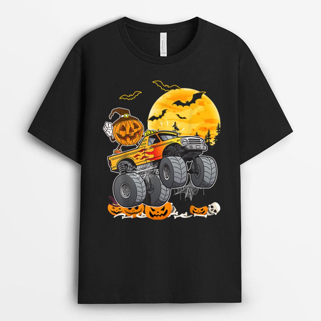 Halloween Pumpkin Monster Truck Funny Halloween Costume T-Shirt
