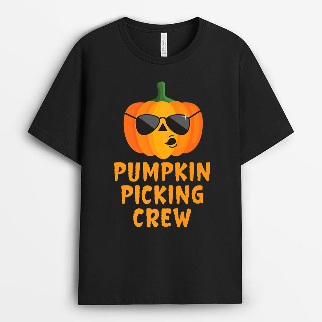 Halloween Pumpkin Picking Toddler Baby Kids T-Shirt