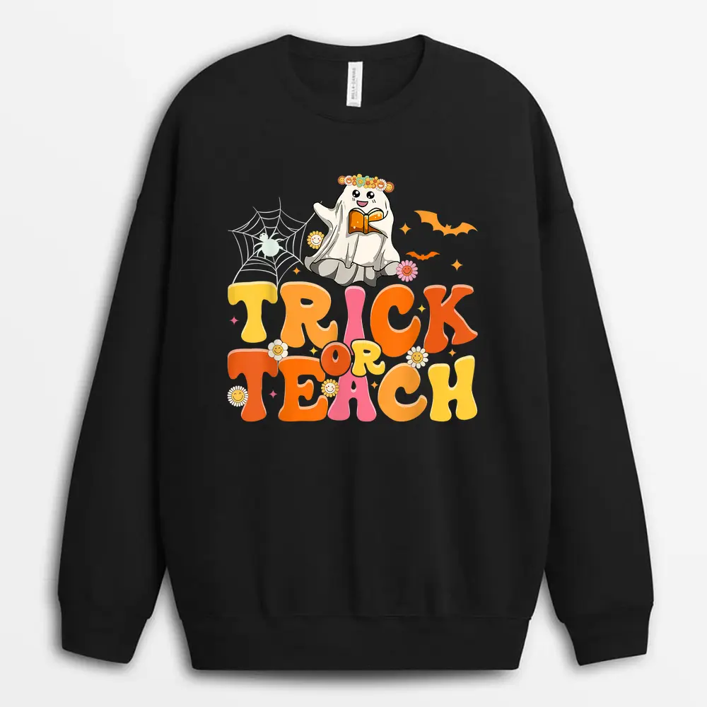Groovy Wildflower Special Education Teacher Back To School Sweatshirt - Black