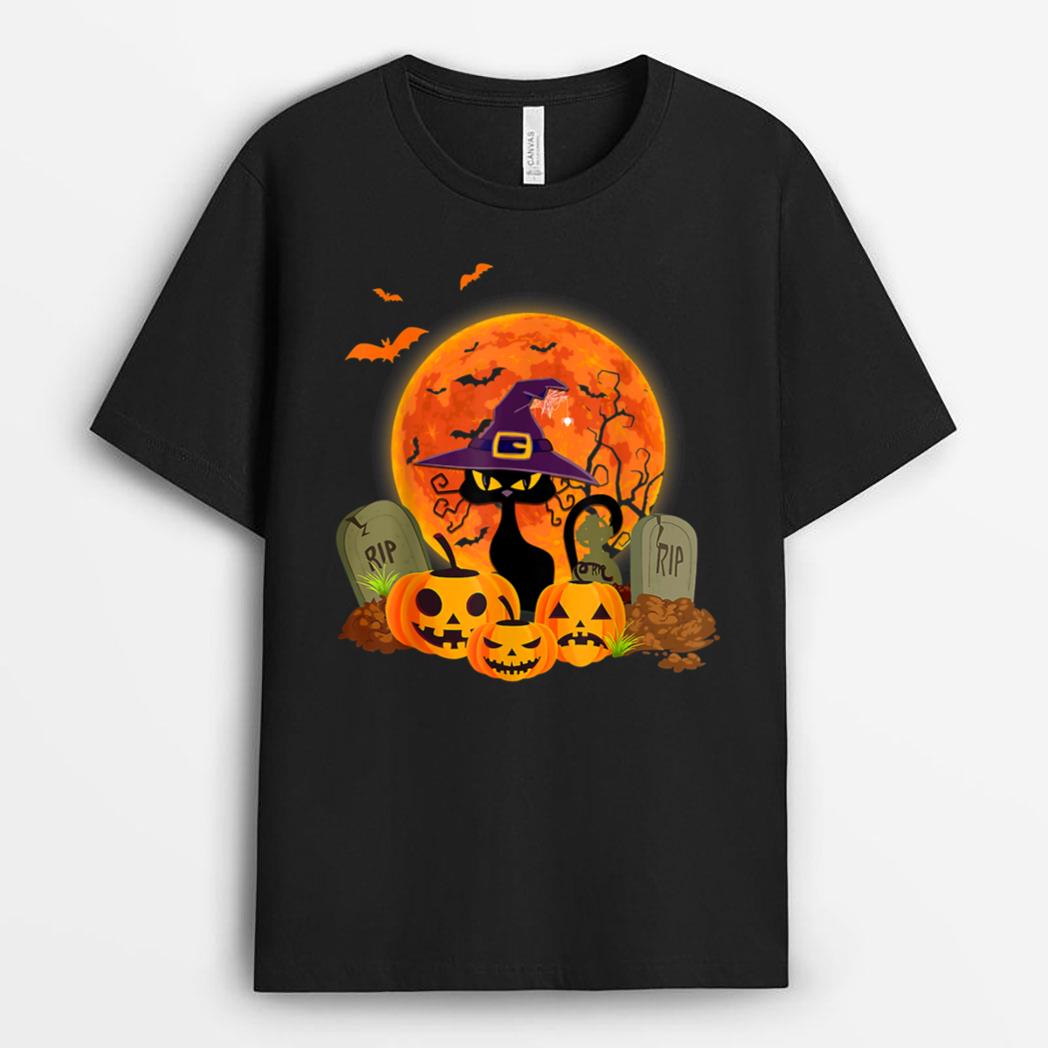 Halloween Scary Black Cat Funny Halloween Costume T-Shirt