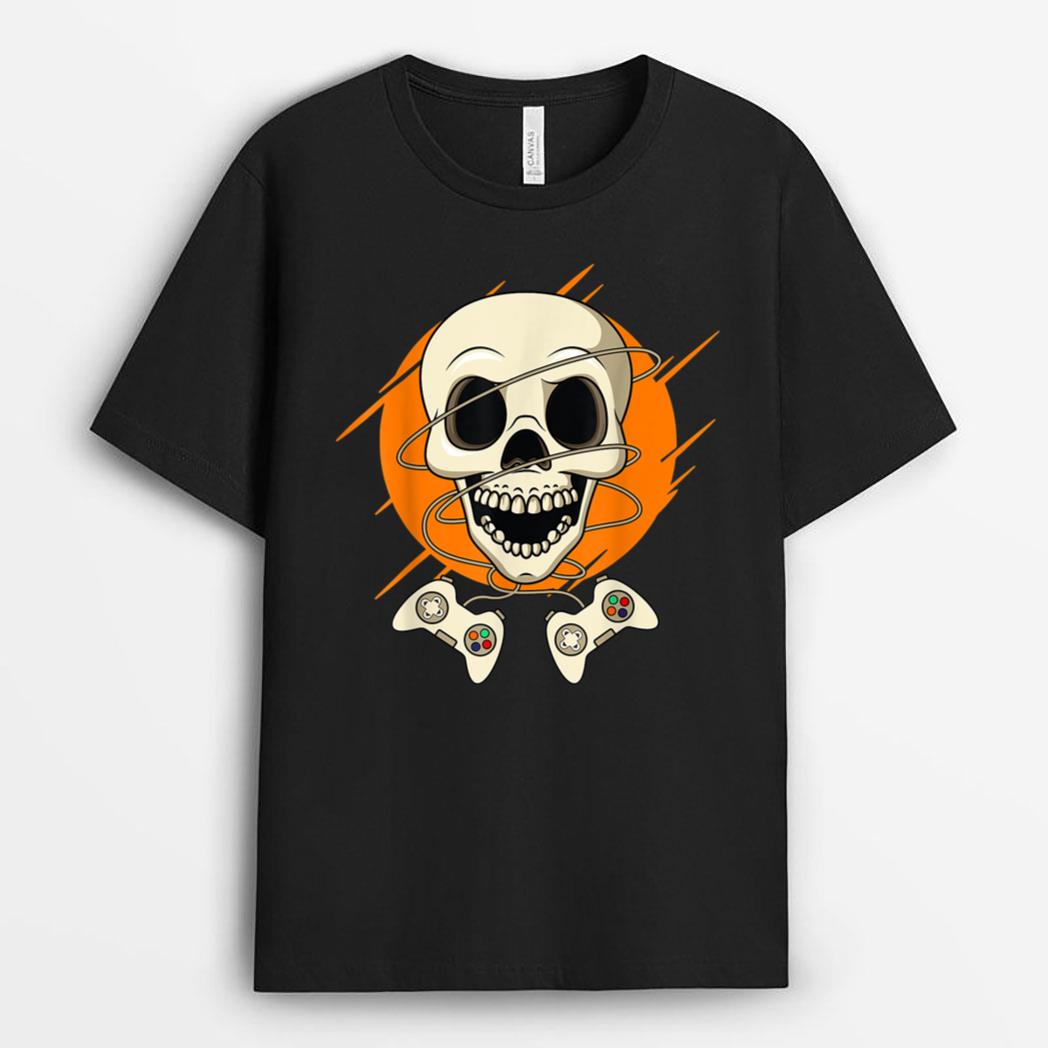 Halloween Shirt Boys Skeleton Gamer Kids Men Funny Halloween T-Shirt