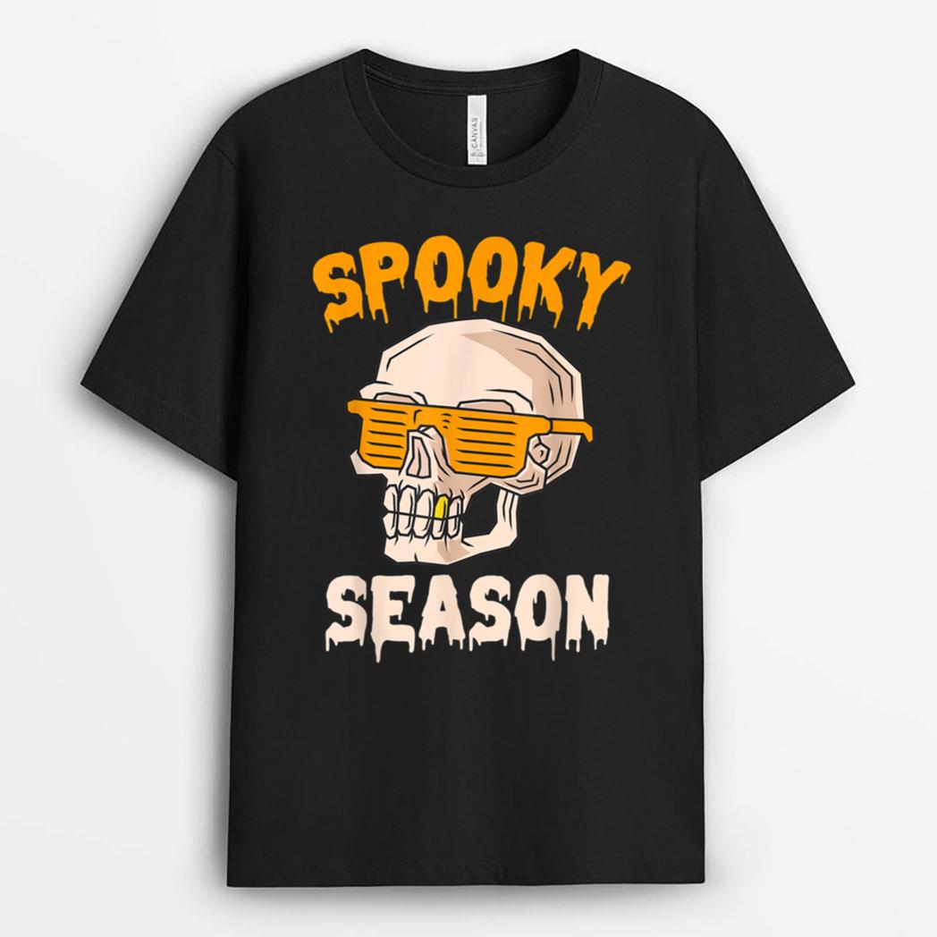 Halloween Skeleton Spooky Season Retro Vintage Sunglasses T-Shirt