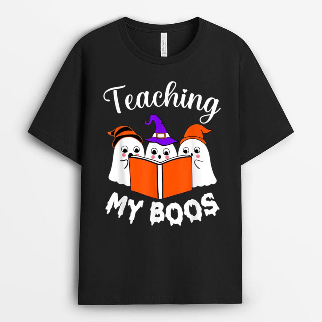 Halloween Teacher Teaching My Boos Cute Ghost Costume Funny T-Shirt