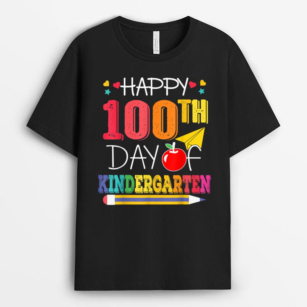 Happy 100th day Of School Kindergarten Teacher - 100 days T-Shirt