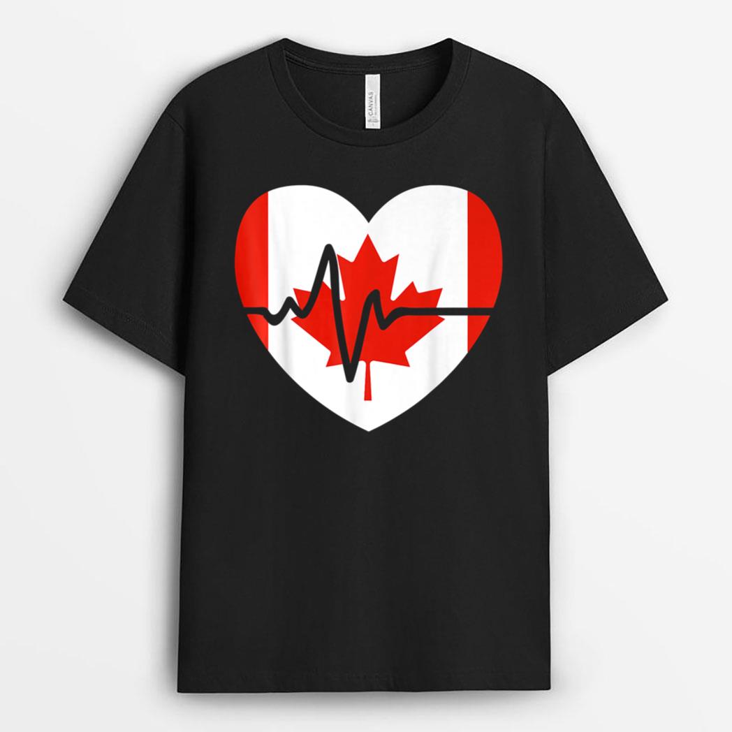 Happy Canada Day  Funny Canadian Heart Beat Rate Nurse T-Shirt