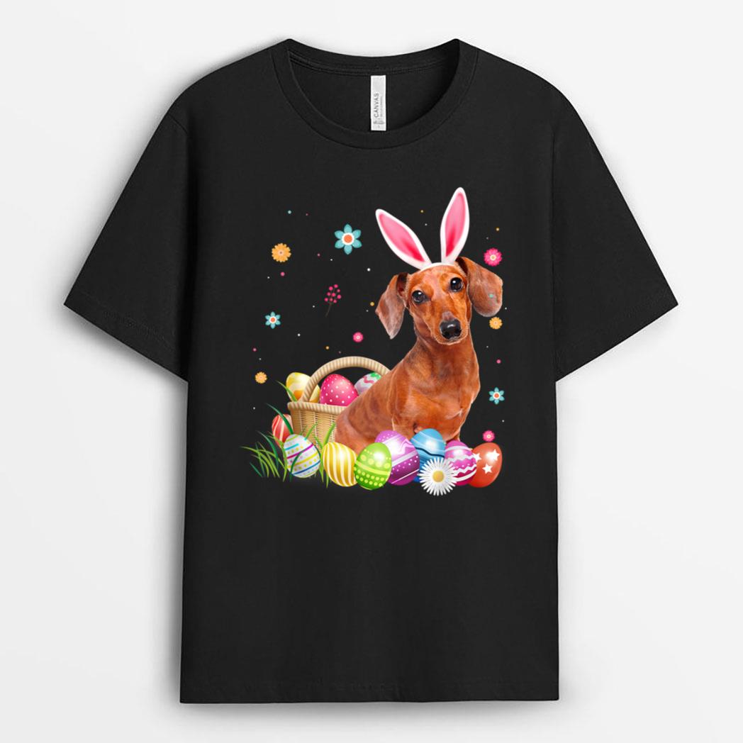 Happy Easter Cute Bunny Dachshund Wearing Bunny Ears Gift T-Shirt