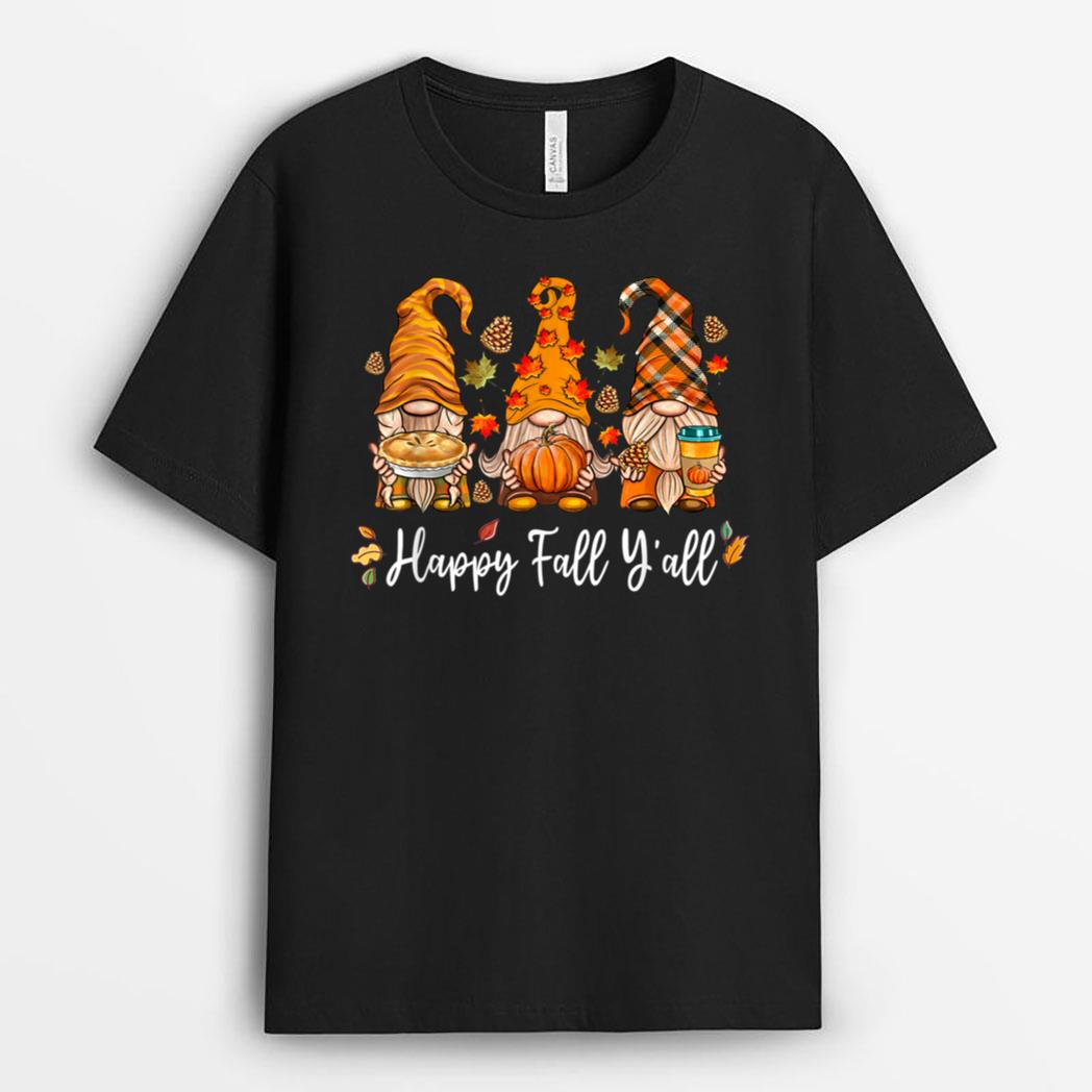 Happy Fall Y'all Gnome Pumpkin Truck Autumn Thanksgiving T-Shirt