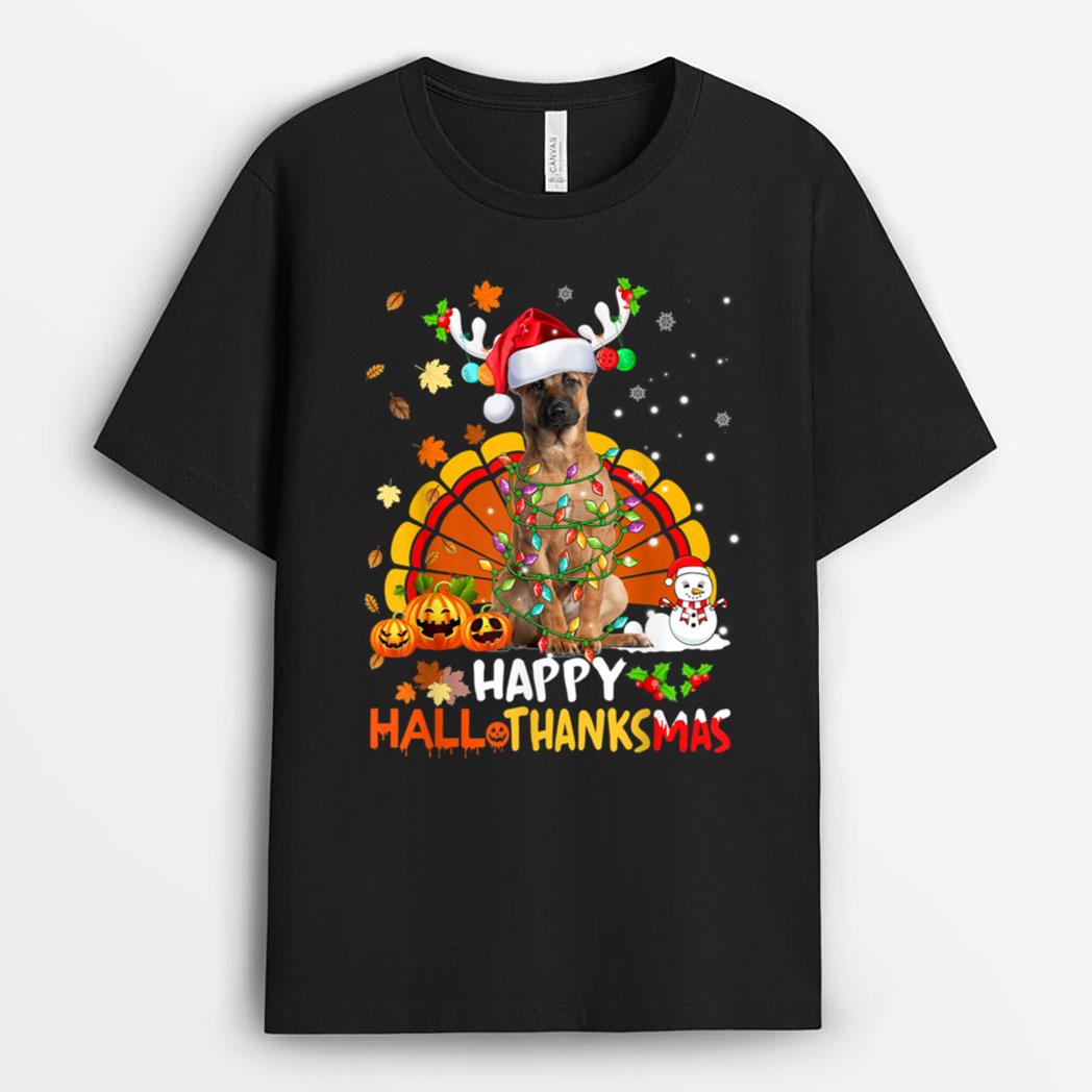 Happy Hallothanksmas Belgian Malinois Dog Lover T-Shirt