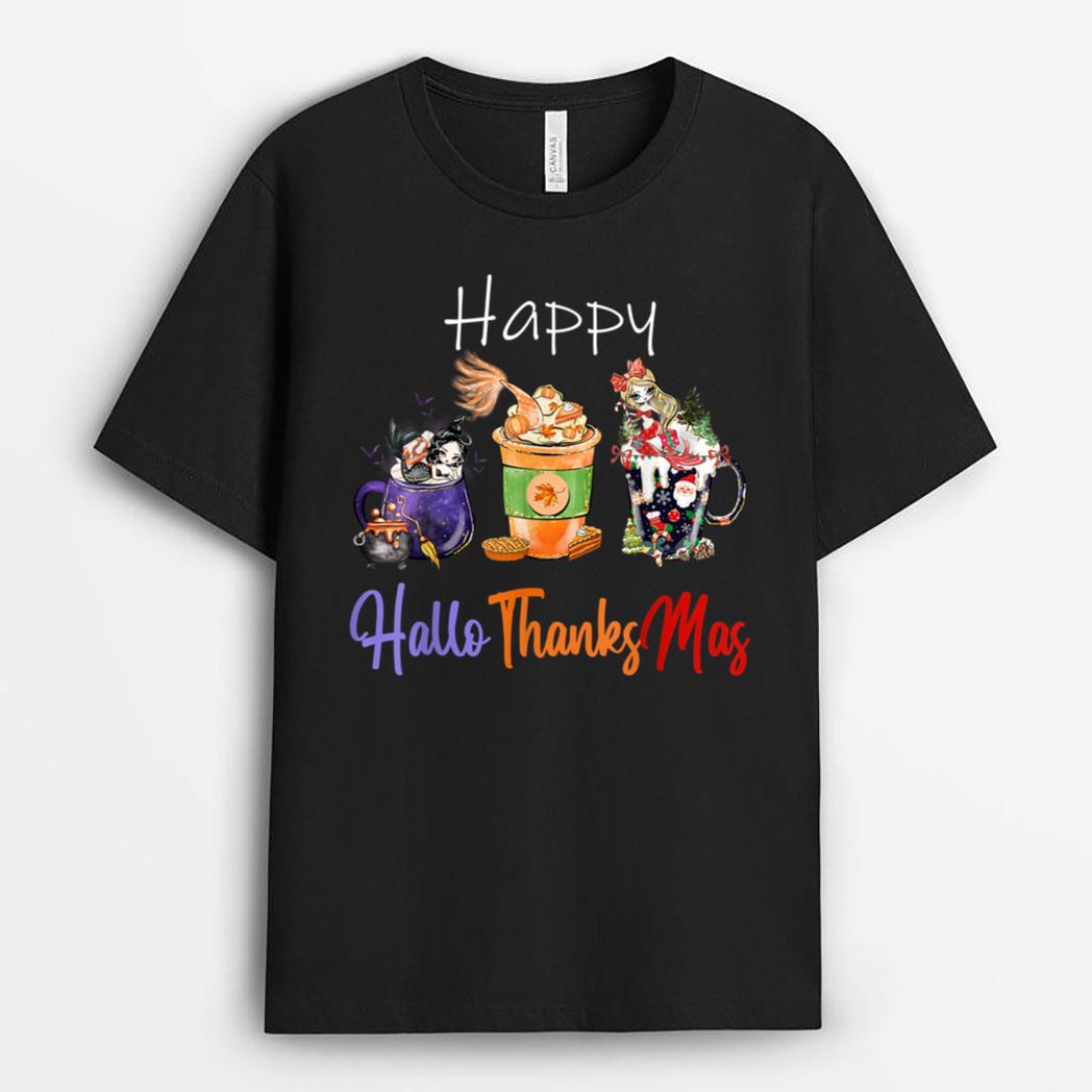 Happy Hallothanksmas Halloween Thanksgiving Christmas T-Shirt