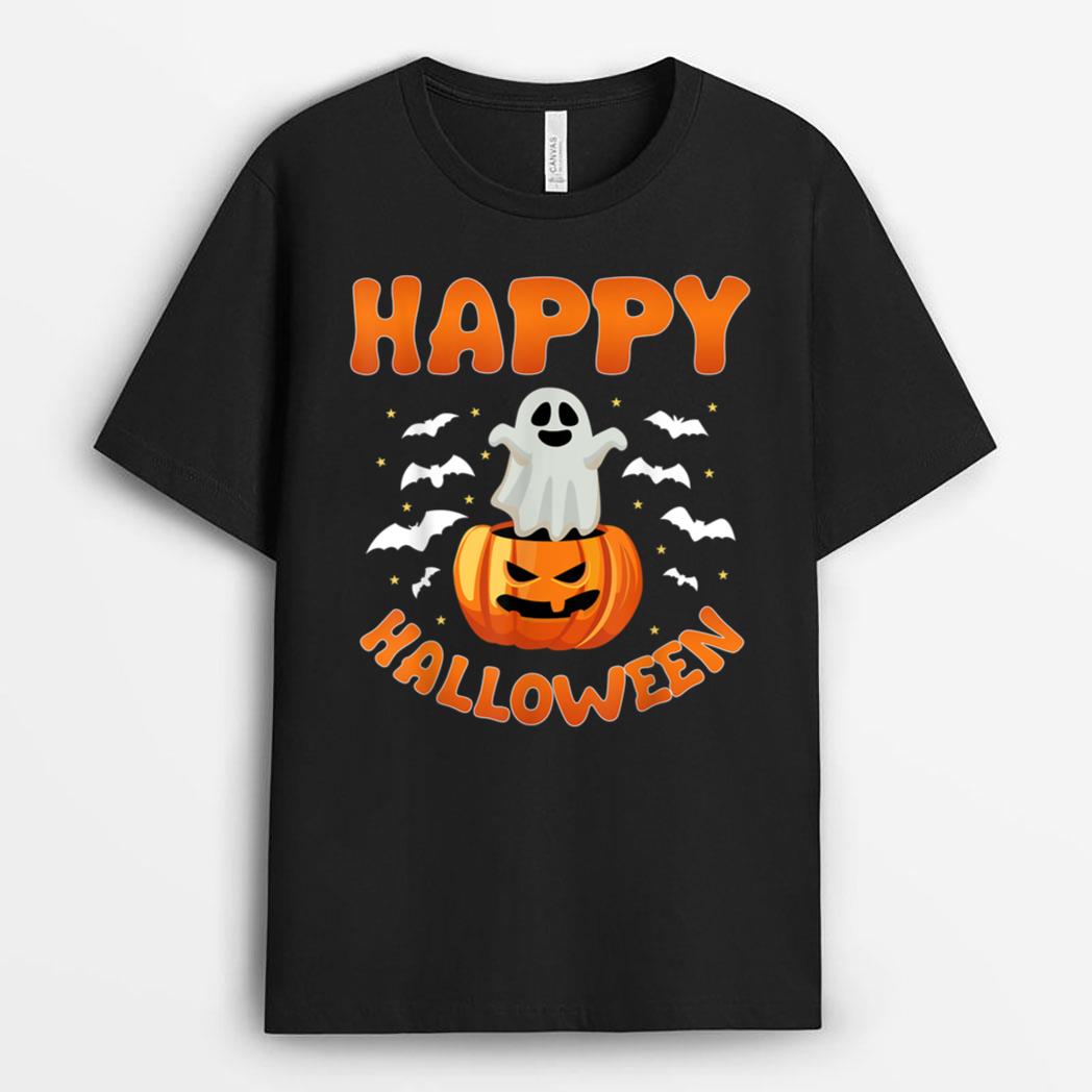Happy Halloween Cute Ghost Jack O Lantern Halloween Family T-Shirt